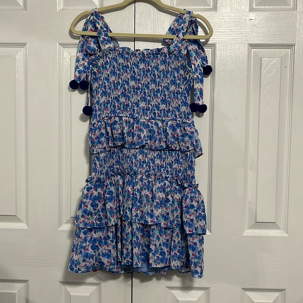 TCEC Blue Floral Ruffle Dress